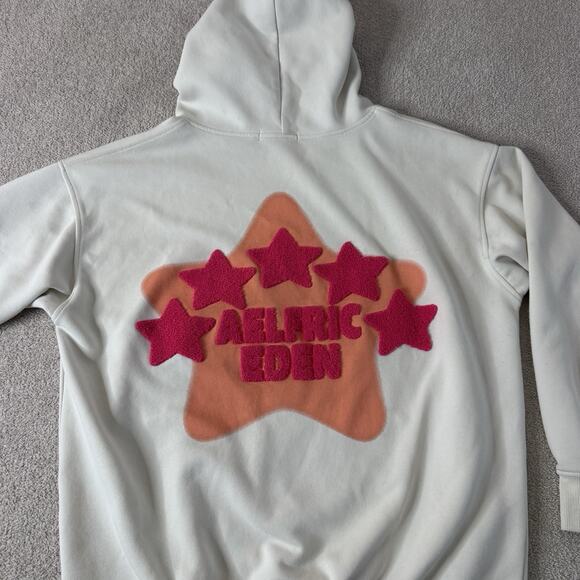 Elfric Aelfric Eden Hoodie Womens M Cream Pink Stars 3D Hoodie - Picture 6 of 6
